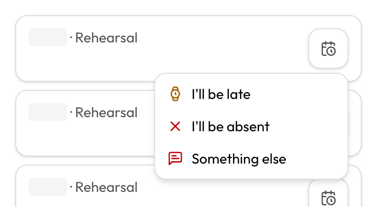 Absences event row status menu
