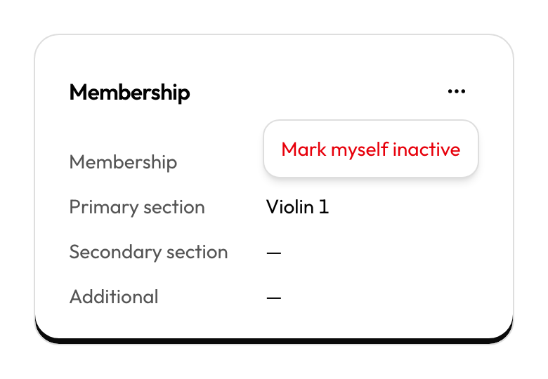 Membership actions menu with Mark myself inactive