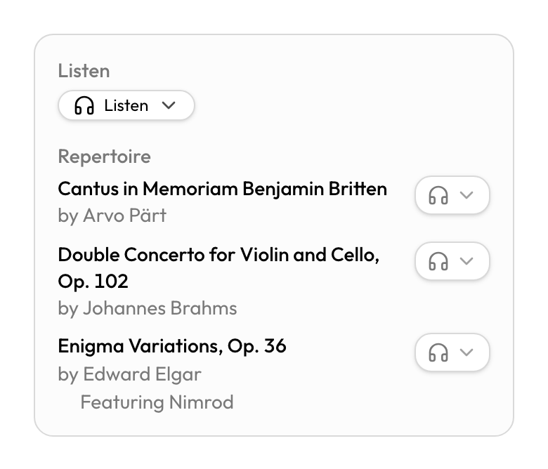 Concert cycle Program tab