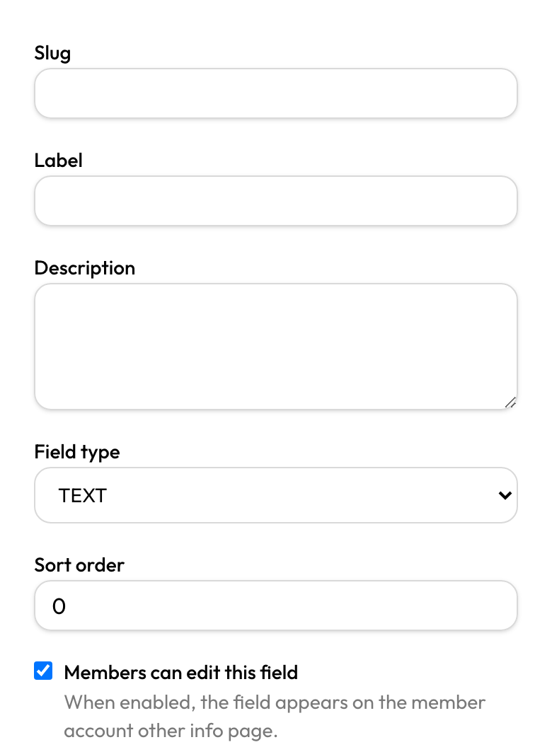 Add member field form