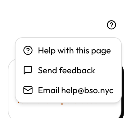 Help and feedback menu with Help with this page, Send feedback, and Email help contact