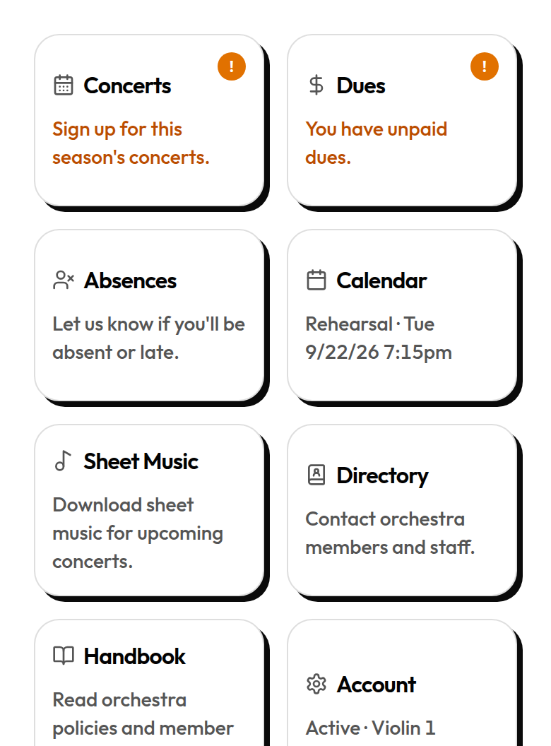 Member Home tiles including Directory and Handbook